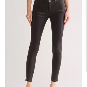 FRAME Denim Le Skinny Washed Black Leather Jean